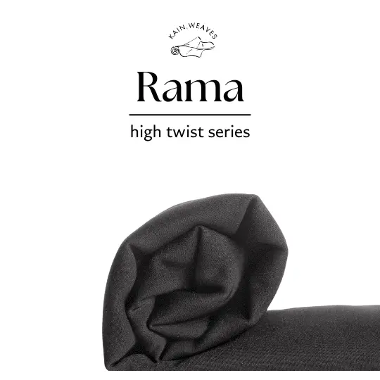Kain Rama HIGHTWIST INTER COOLER Bahan Celana, Rok RAMA 0.5 meter/Kain Arahan Berkualitas Grade A Hitam