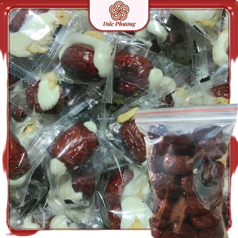 1kg Táo Kẹp Sữa nhân hạt điều thom ngon dẻo mền Ăn Vặt Tặng gói Táo đỏ 100gram