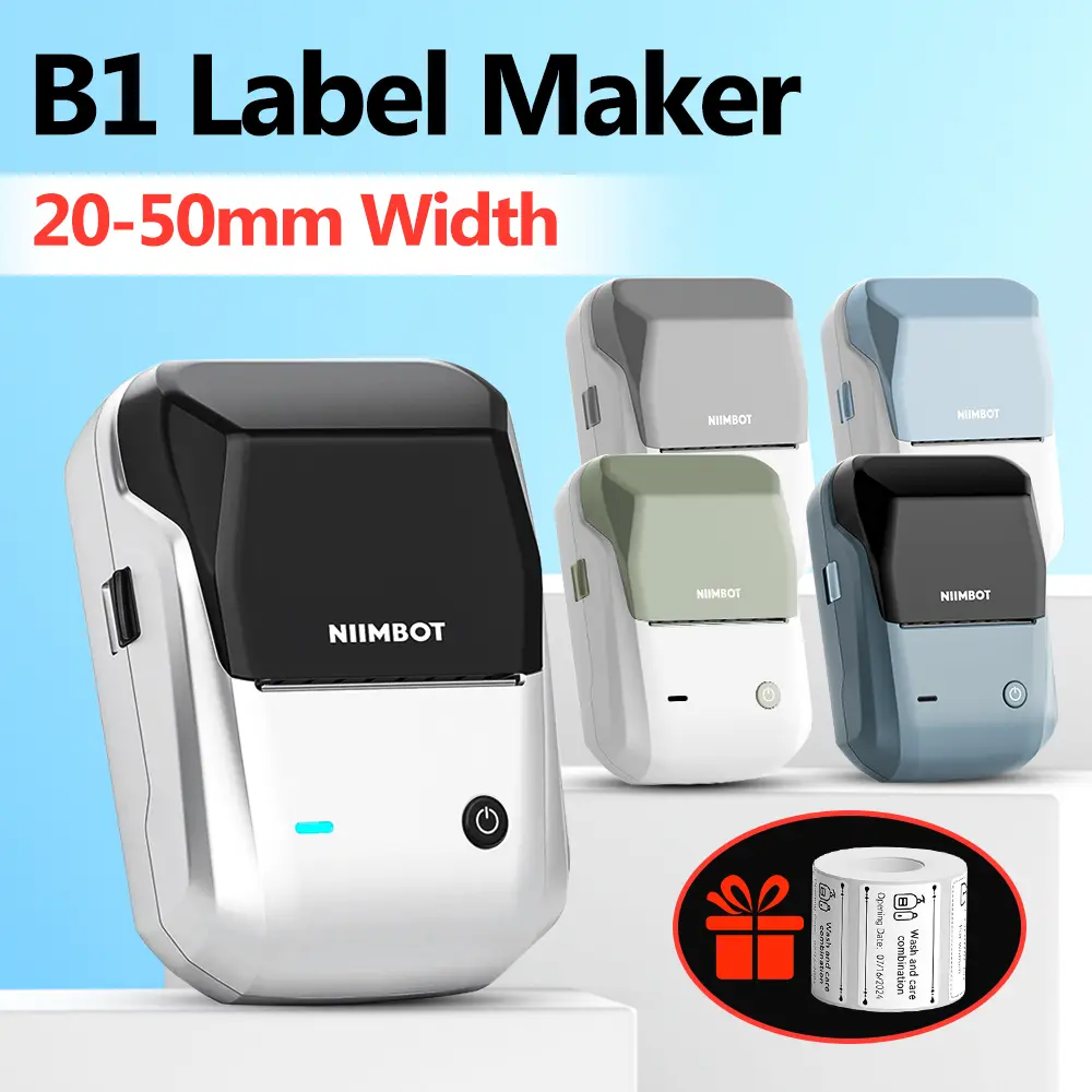 NIIMBOT B1 Label Maker Machine with Tape, 2 Inch Portable Sticker Printer for Home School & Small Business, Compatible with Phones & PC