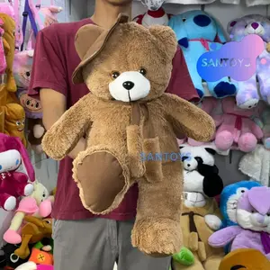 Boneka Teddy Bear Dengan Topi Dan Syal Ukuran 40 cm Bahan RabbitFur Premium