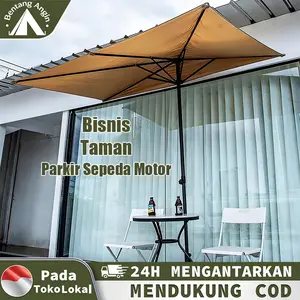 Payung Teduh Setengah Tembok untuk Kafe Outdoor Taman dan Balkon Dapat Diatur & Tangan Engkol
