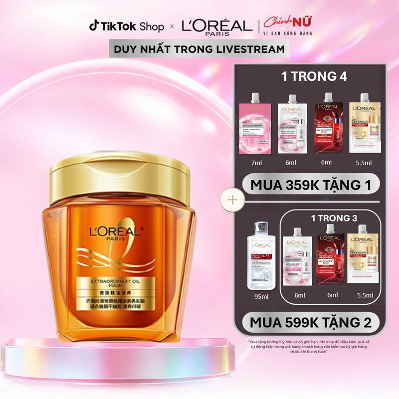 Mặt nạ ủ tóc chuyên sâu gold peptide phục hồi hư tổn, suôn mượt tóc L’Oreal…