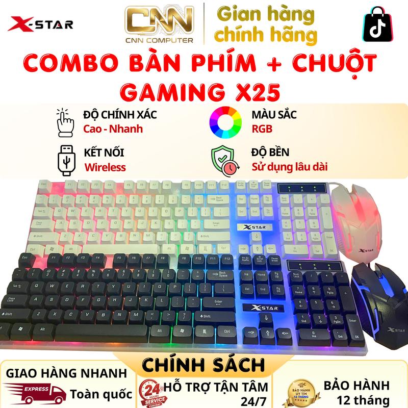 Combo Bàn Phím Chuột Gaming X-Star X25 Nguồn USB Phím Êm Chuột Nhạy Dùng Cho Máy Tính PC Laptop