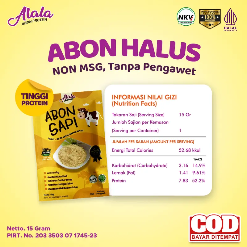 [PAKET BUNDLING HEMAT 3 PCS] ALALA Abon Bayi  8 Bulan -  Makanan Bayi Tidak Pedas - Abon Alala 15gr Abon MPASI Bubuk Powder Tabur 6
