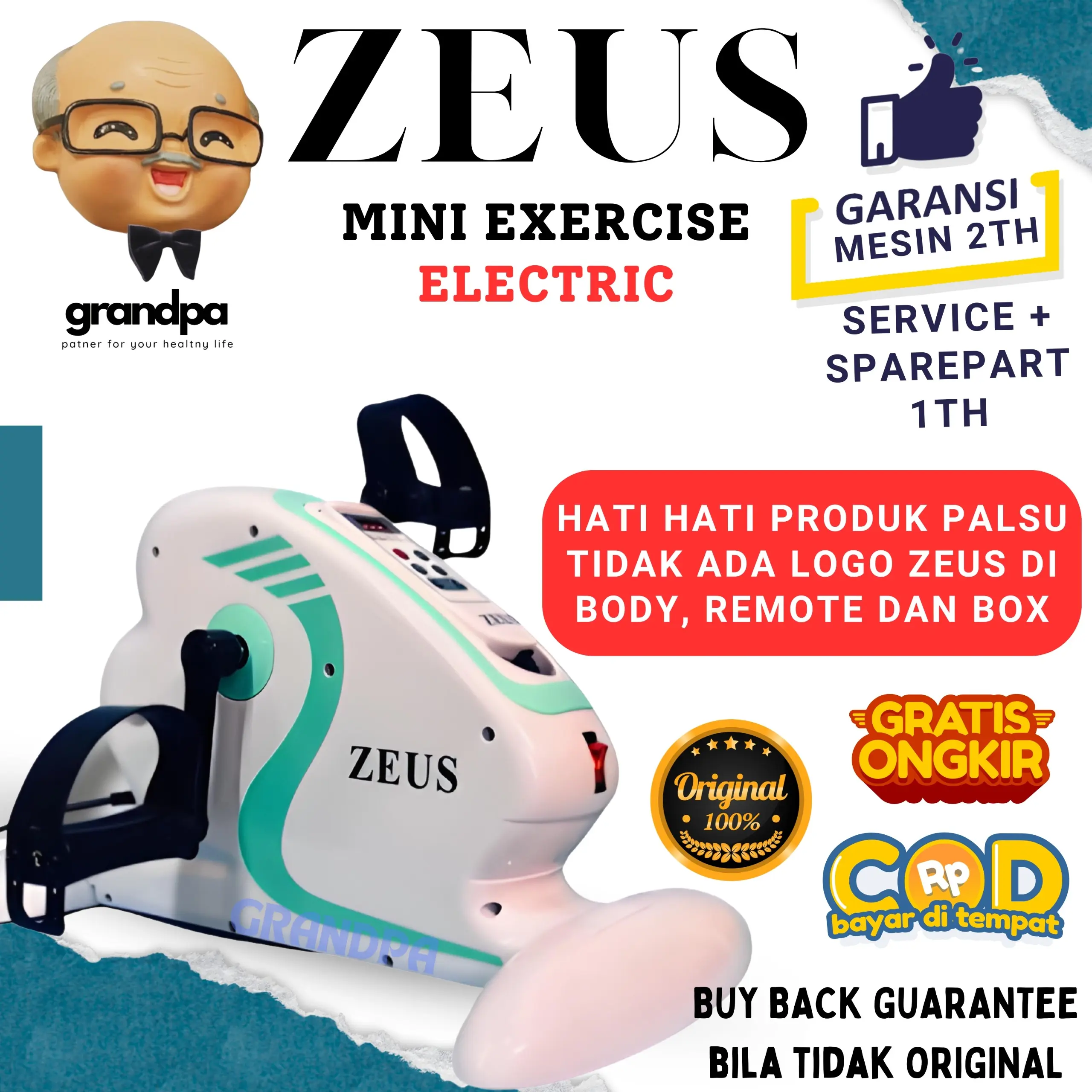 Zeus Mini Exercise Electric Bike Sepeda Statis Elektrik Sport Therapy