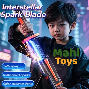 MahiToys All New Mainan V1 Ppedang Starlight Sworddd dengan Lampu, Musik dan Efek Asap Ppedang Elektrik Anak Rechargeable