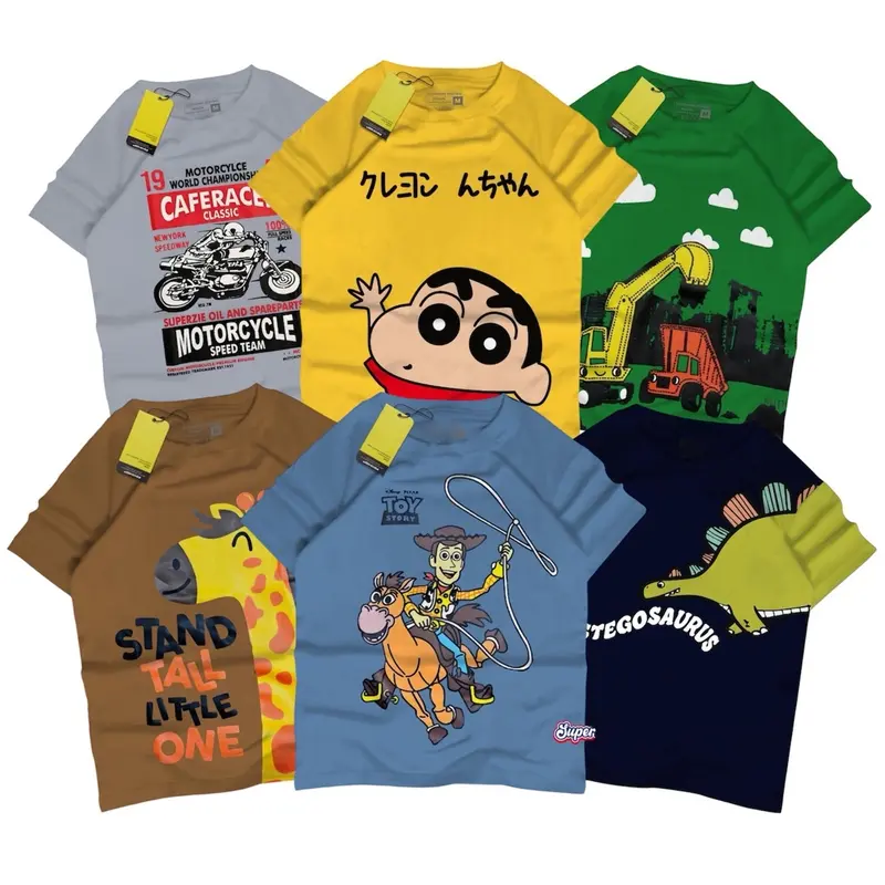 Paket Hemat isi 4pcs Kaos Anak Distro Baju Anak Laki-laki Perempuan 1-10 tahun Katun 30s Sablon Plastisol Anak-Anak Combed Cotton kaos  anak 3