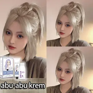 【COD/Menderitanya segera】STYLE FIT 200ml Topi highlight rambut pewarna rambut halal Pewarna Herbal Cat Rambut (pewarna rambut ash brown, hair color,Warna rambut,milk tea ash hair color,cat rambut milk tea brown) Abu-Abu cat rambut golden brown