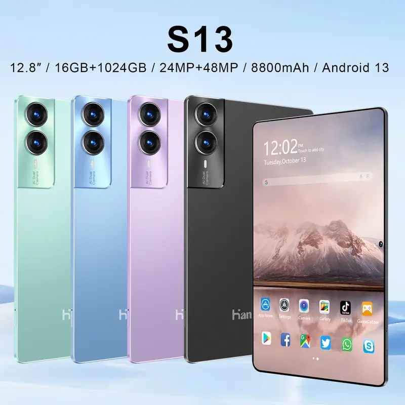 COD 100% Tablet Asli 2025 S13 Tablet 12,8 inci 16GB + 1024GB Fashion Tablet Tablet Murah Dual SIM 5G WiFi HD Layar Film Menonton Game Hiburan Studi Kantor Artefak Penting 1