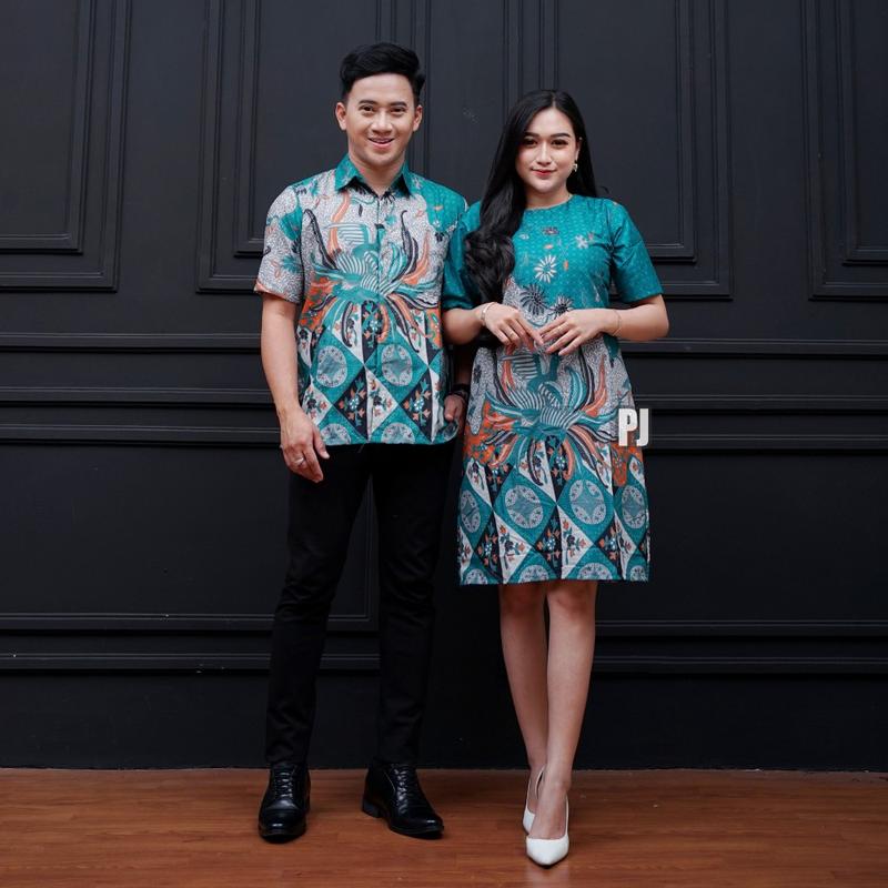 Product Introduction of Baju Batik Couple Lengan Pendek Terbaru Motif Kopri Biru Pasangan Dewasa - Wanita Katun Dress Sarimbit 2