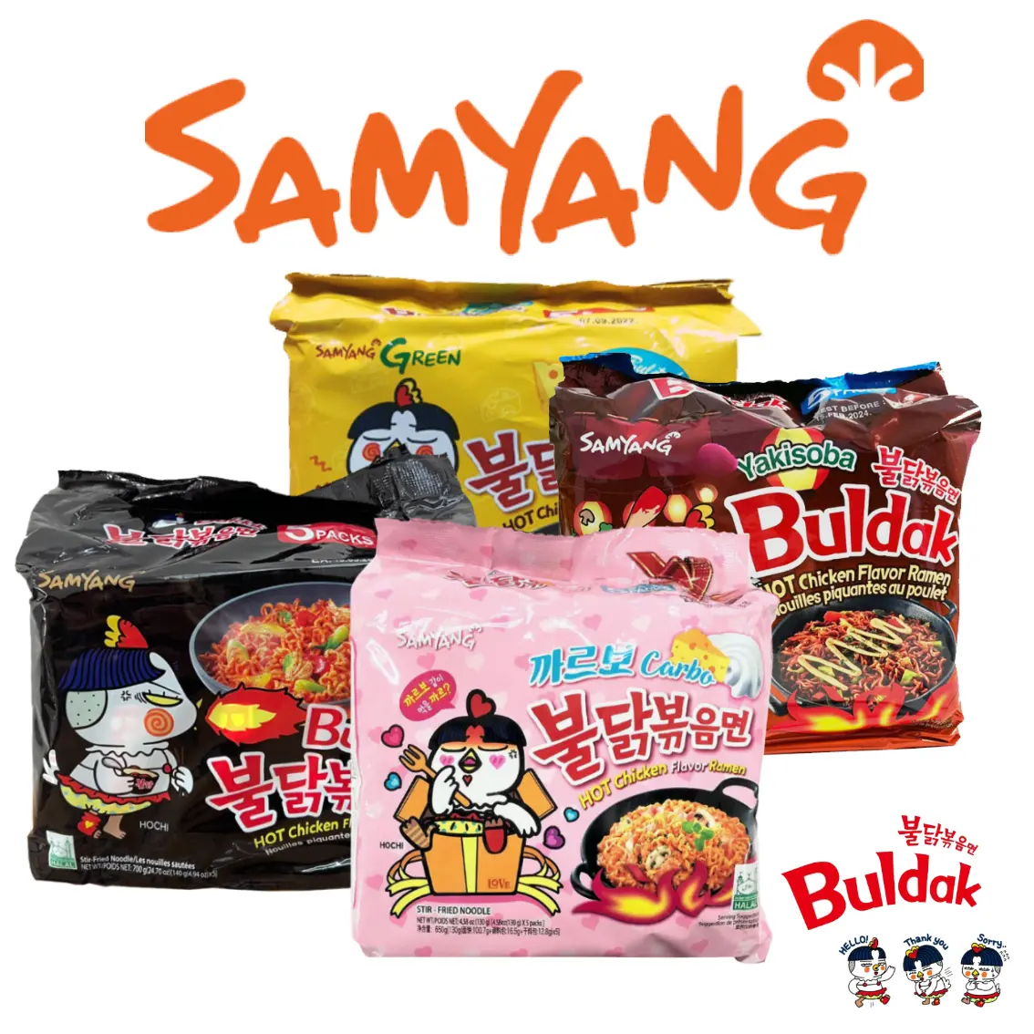 ** READY STOCK **HALAL SAMYANG KOREA Spicy Noodles Hot Chicken Flavor Ramen Buldak (140g x 5pack))