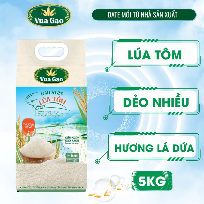 Gạo ST25 Lúa Tôm Vua Gạo Túi 5kg -  Chính Hãng Vua Gạo - Túi 5kg 0