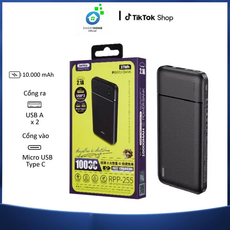 Sạc dự phòng REMAX RPP 255 10000mAh chuẩn dung lượng sạc nhanh siêu bền bỉ hỗ trợ nhiều thiết bị điện thoại 0