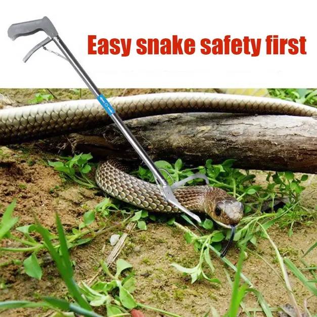 Ready Tongkat Alat Penjepit Sampah Penangkap Ular Alat Penjepit Ular Snake Tongs Silver Stainless