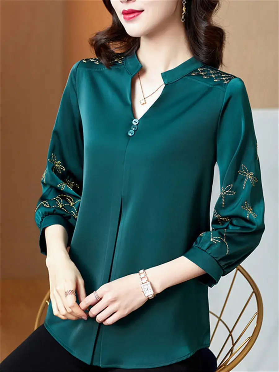 5XL Large Size Women Spring Summer Blouses Shirts Lady Fashion Casual Long Sleeve Turn-down Blusas Tops WY0391 Black V-Neck Casual