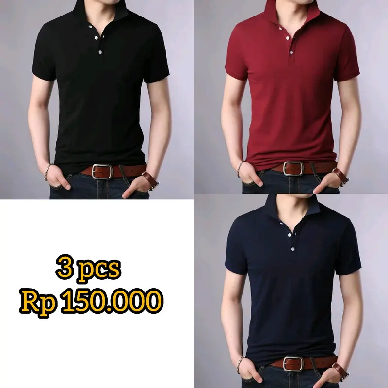 kaos kerah polos bahan lakoste paket 3 7