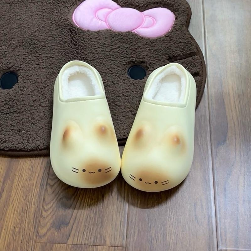   Hàng Sẵn-Ảnh thật   Dép nam nữ mèo méo meo lót lông đón Noel 2025 