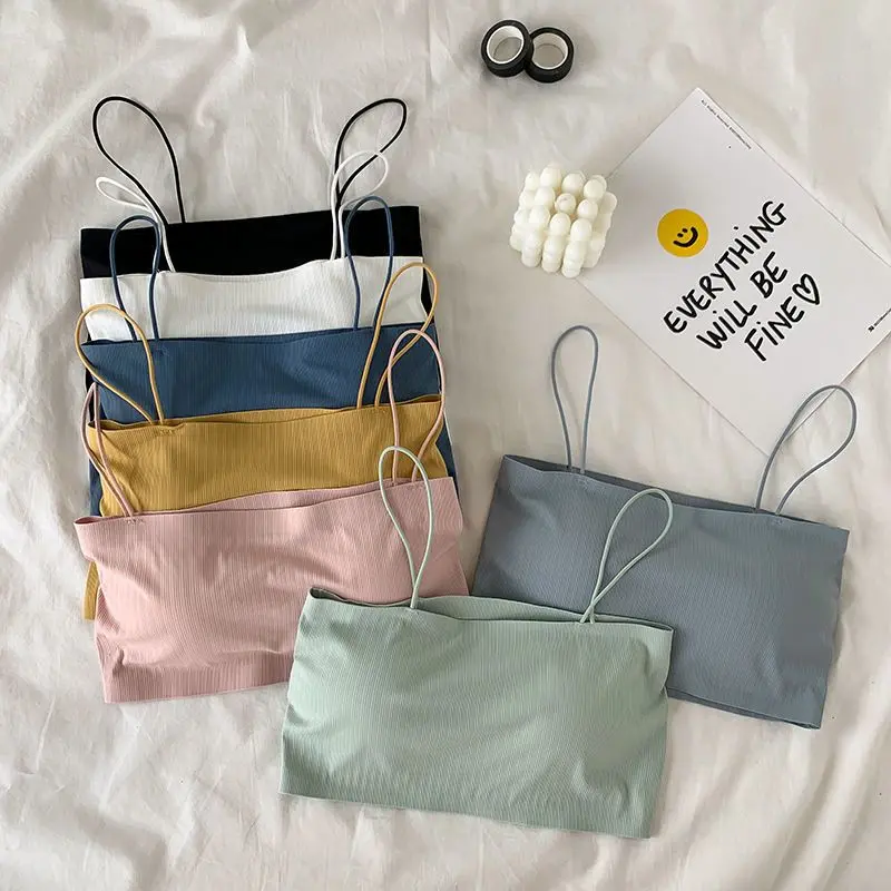 Elmoragallery BR734 Bra Bh Wanita Dewasa Model Seamless Bahan Ice Silk Fashion Korea Cantik Kemben Crop Top Tank Atasan Busa Basic Cewek Simple 8