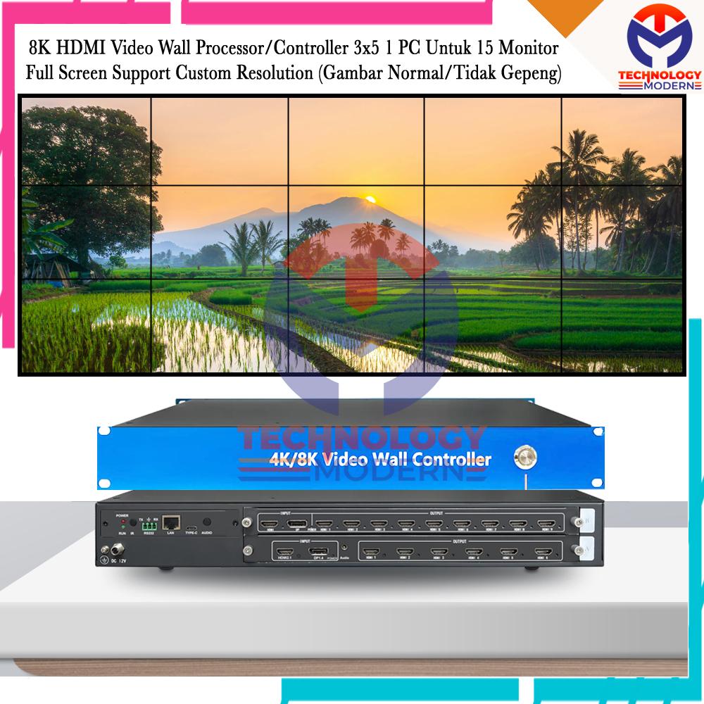 8K Video Wall Controller/Processor 3x5 (Menampilkan 1 Gambar Besar di 15 TV) Support Multi Splicing with Control via WEB