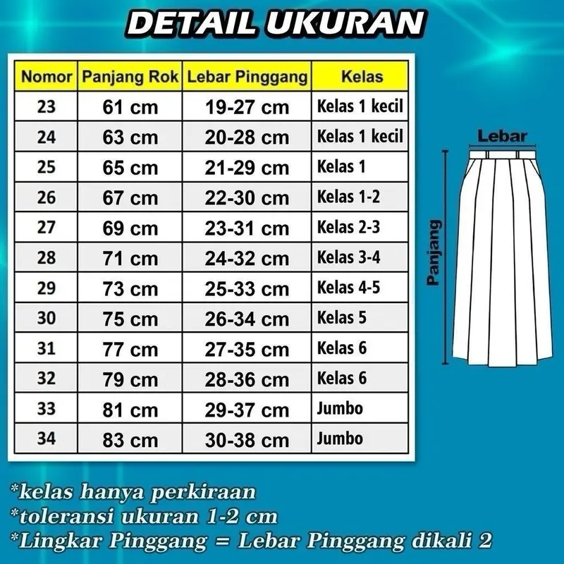 Rok Panjang SD/MI Model Rempel Merah Putih Hijau Cokelat Hitam 1
