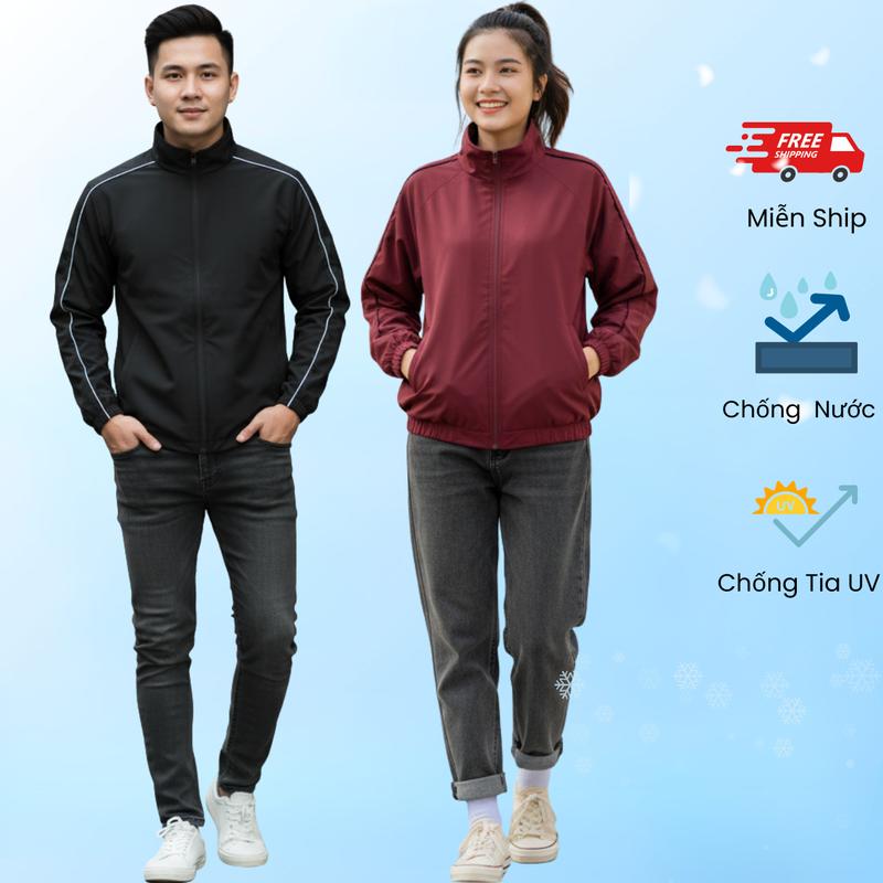  Áo khoác gió nam nữ hai lớp Kẻ Sọc Thể Thao Cao Cấp Áo khoác nam nữ chống gió chống nắng chống tia UV 