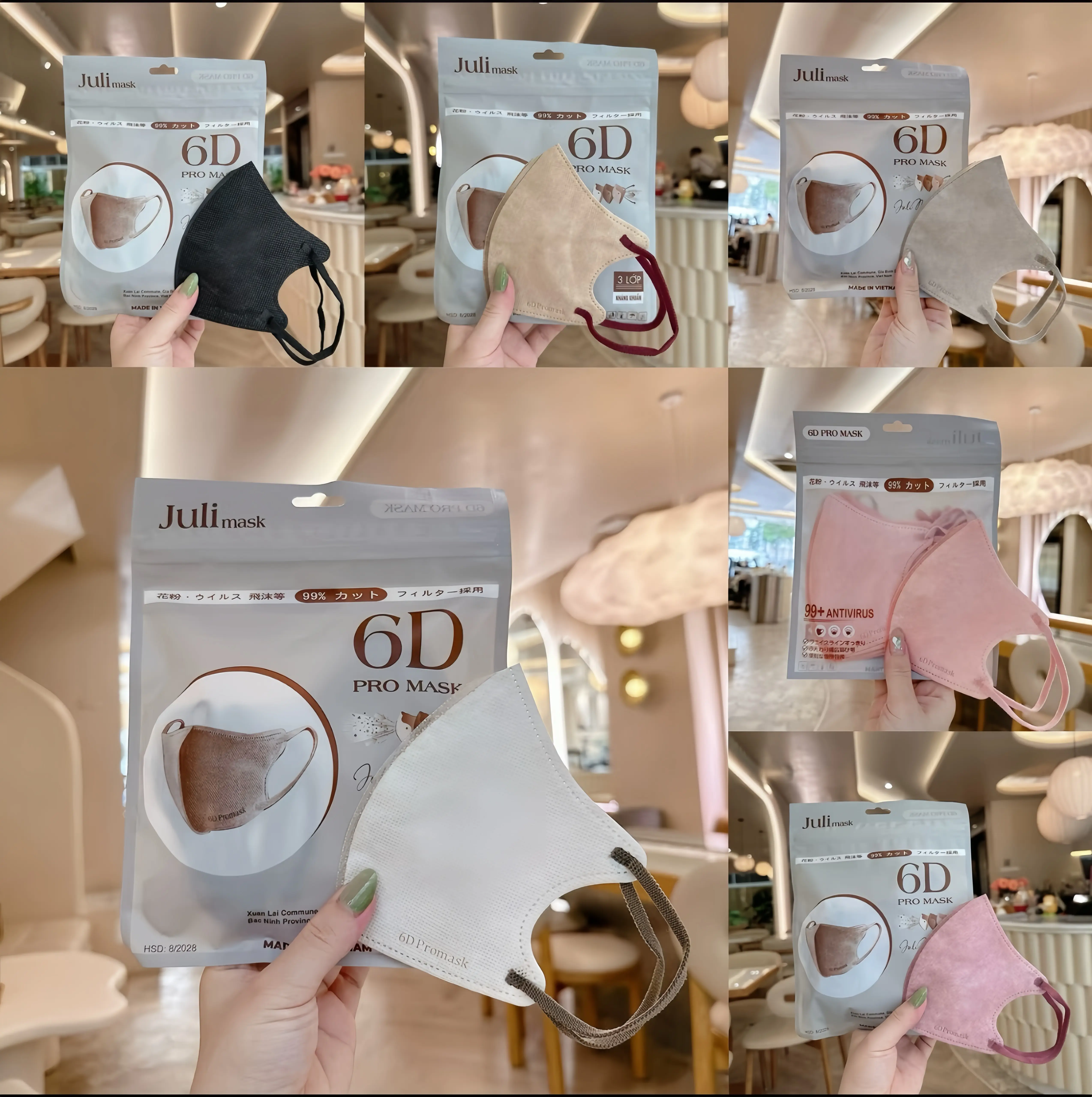 Sỉ Combo 60- 120 chiếc Khẩu trang 6D JULI Promask Mẫu Thời Trang Mới Cực Sang, Xịn, Mịn