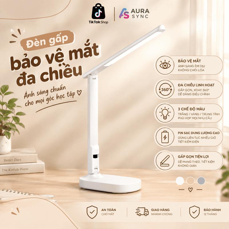 Đèn Gấp Bảo Vệ Mắt Công Nghệ LED, Cảm Ứng 3 Chế Độ Sáng, Đa Chiều Aura Sync AS10
