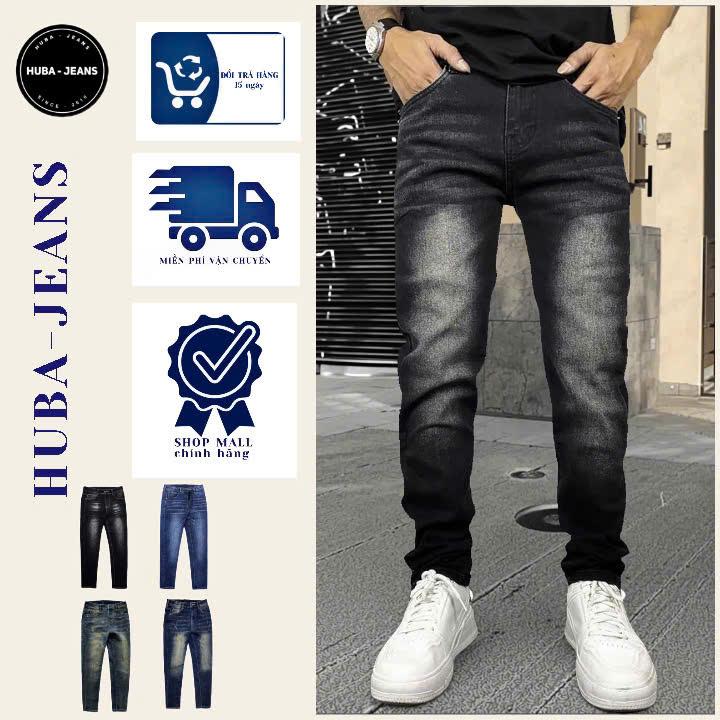 Quần jeans Nam đen wash cao cấp HUBA-JEANS Menswear Pants Denim form slimfit tôn dáng quầntàntật quần purple quần biker