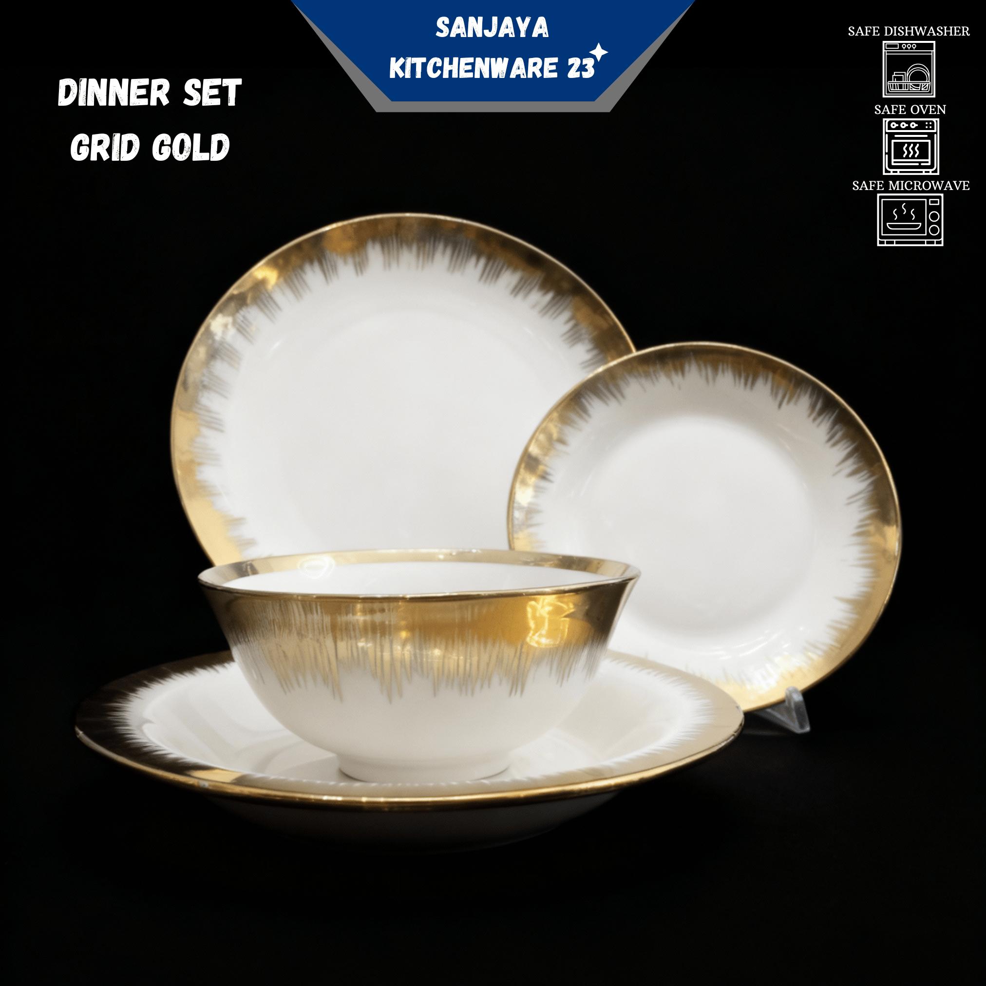 Dinner Set Keramik Porselen Design Grid Gold Collection | Sanjaya Kitchenware 23 Dinner Set Keramik Porselen Design Grid Gold Collection | Sanjaya Kitchenware 23