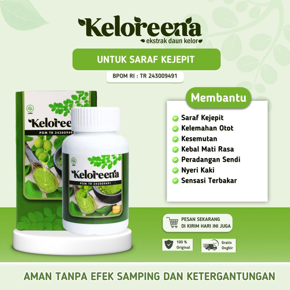Keloreena Untuk Saraf Kejepit Kebas Kesemutan Matai Rasa Nyeri Seperti Tertusuk Jarum Saraf Kejepit Di Leher Pinggang Bokong Lutut Asam Urat Rematik Sering Kebas Kesemutan Kaki Bengkak - 50 Kapsul