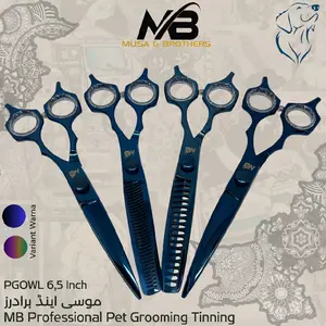 Musa and Brothers Gunting Pet Grooming PGOWL 6,5 Inch Titanium Warna Biru & Rainbow Type  Made in Pakistan