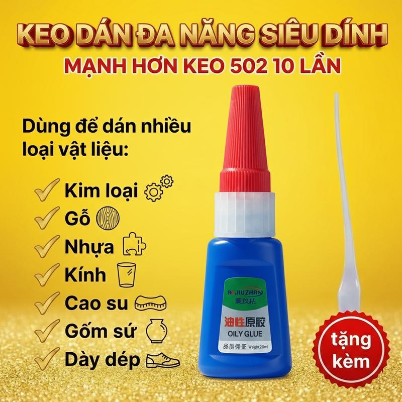 Keo dán siêu dính đa năng JIUZHAN 20G dùng cho nhiều loại vật liệu Gỗ, Kim…