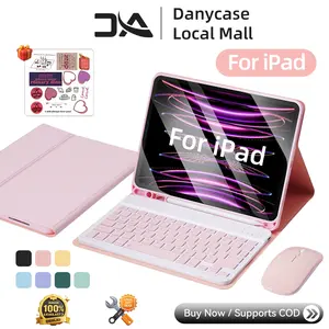 Case Keyboard iPad + Mouse - Cover Magnetik Slot Pencil Kompatibel iPad 10th Gen 10.9 iPad 5/6 Gen 9.7" 7/8/9 Gen 10.2" Air 4/5 10.9" Air 11 m2 Pro 11 13 DISKON MURAH