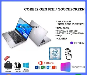 TOUCHSCREEN !! Laptop Dll 7300 i7 Gen 8th RAM 32 GB/1tb ssd / Free tas/Mouse