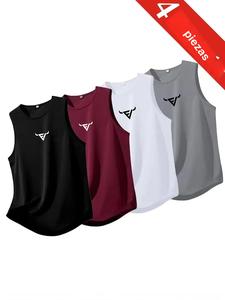 Camiseta deportiva sin mangas para hombre de poliéster transpirable con estampado de cabeza de toro, ideal para gimnasio, correr, actividades al aire libre y uso casual en verano