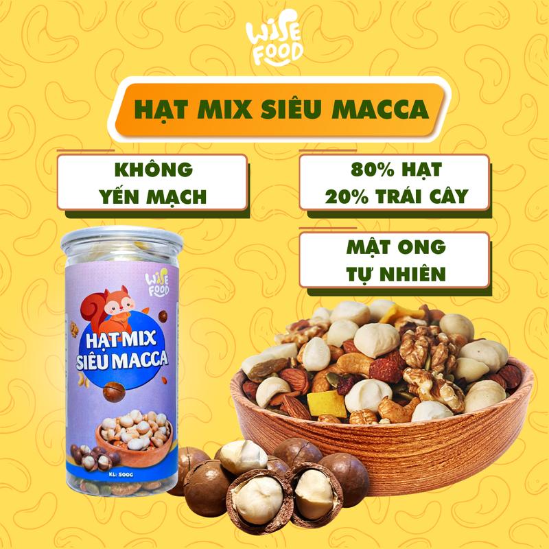 Hạt Mix Siêu MACCA Wise Food 500g Không Yến Mạch Hạt Bổ Sung Dinh Dưỡng