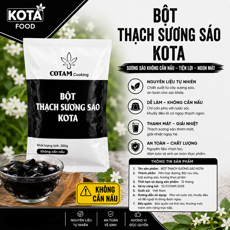 Bột Thạch Đen Sương Sáo KOTA không cần nấu