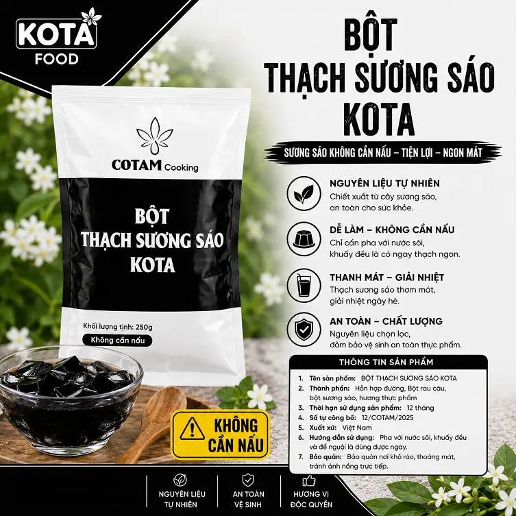 Bột Thạch Đen Sương Sáo KOTA không cần nấu - gói 250g