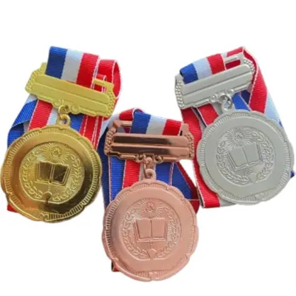 100PC 5CM BOOK TORCH ACADEMIC MEDAL W/BLISTER BOX EACH MEDAL (BULK ORDER AVAILABLE)