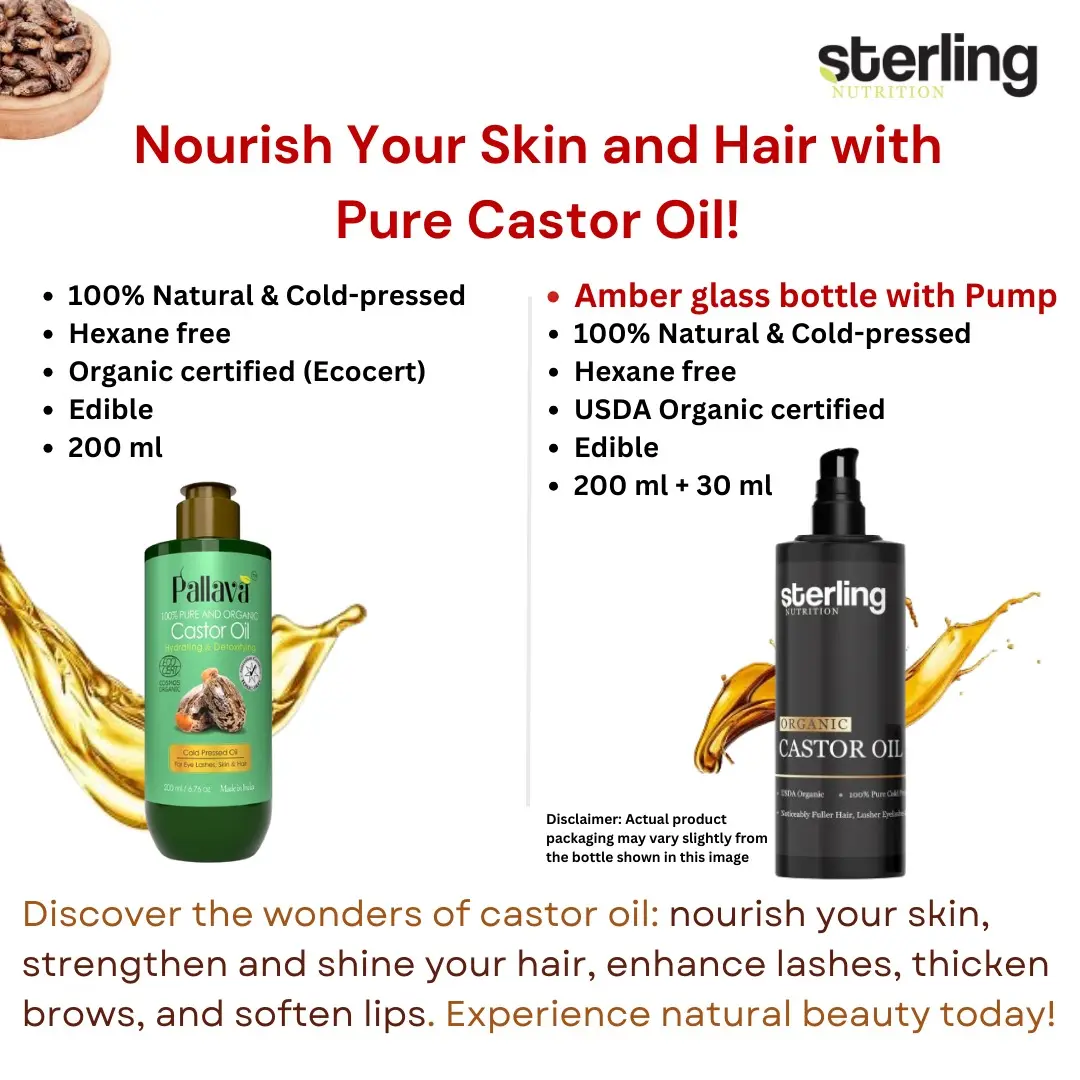 ORGANIC CERTIFIED COLD PRESSED CASTOR OIL 200ML -FOR STRONGER HAIR, SKIN & NAILS Haircare Comfort