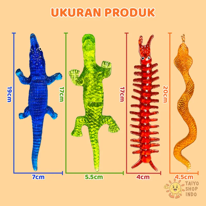 TAIYO Mainan Anak Splat Sticky Toys Animal Hewan Tempel Jelly Wall Tembok Dinding 2