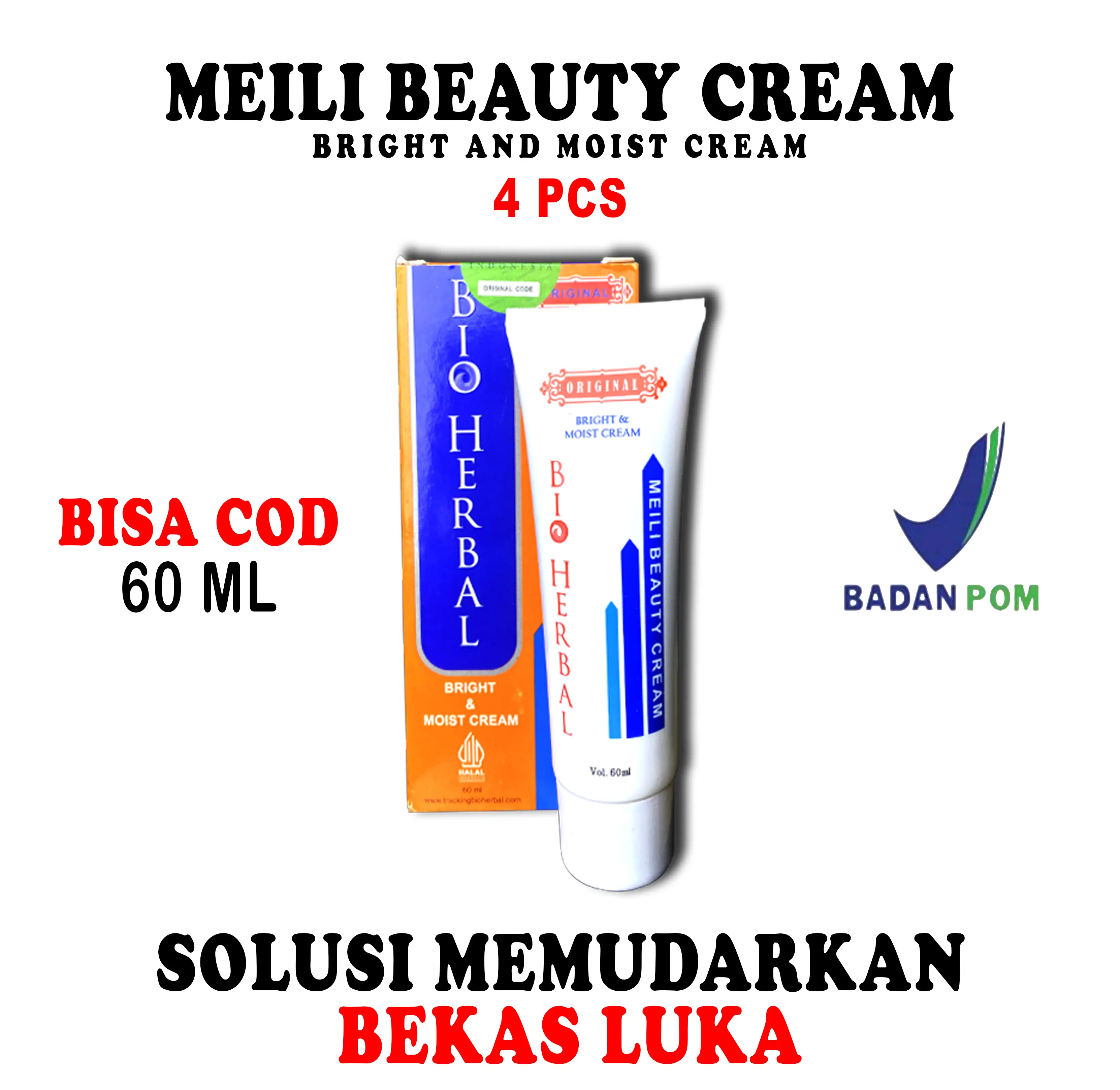BIO HERBAL MEILI BEAUTY CREAM PROMO 4 PCS UNTUK MEMBANTU MEMUDARKAN BEKAS LUKA GATAL CACAR KAKI LOTION PENCERAH