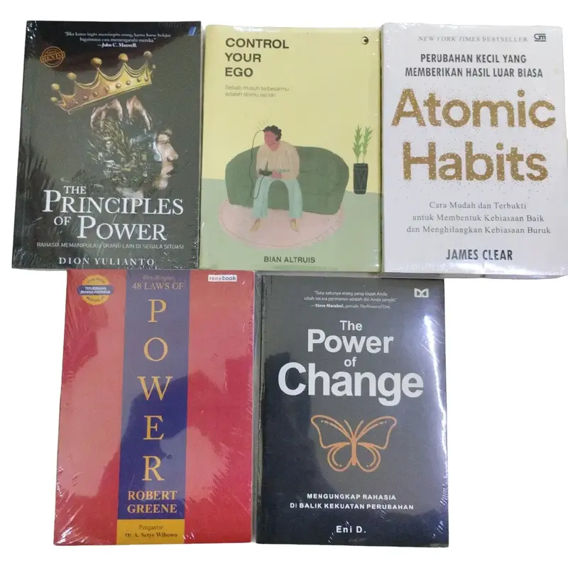 paket 5 buku the power of change 48 laws of power atomic habits control your ego the principles of power 0