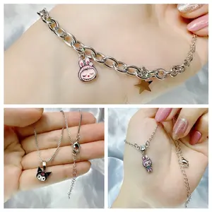 Beli 2 bonus 1 cincin/anting. S02 (02) Kalung silver putih set liontin labubu kuromi perhiasan xuping aksesoris wanita