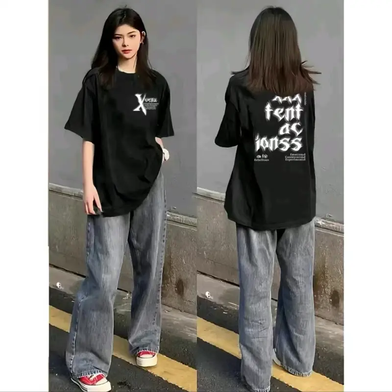 kaos distro tacion atasan retro lengan pendek /baju kaos pria wanita Loose Fit Tshirt Combed Polos Oblong Custom Santai 8