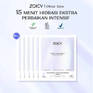 ZOICY Hyaluronic Acid Moisturizing Mask 6 Pieces | Masker Wajah Lembab 6 Buah | Sheet Facial Masker Hydrating Brightening dengan Asam Hialuronat & Asam Salisilat Melembabkan dan Menghidrasi Aging Perawatan Hitam