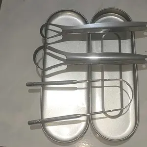 4pcs Set Pembersih Lidah 3-in-1 Basmi Bau Mulut Scraper Sikat Stainless Steel Kebersihan Mulut