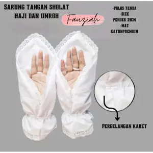 Sarung Tangan Haji dan Umroh Katun Premium Renda Hitam Putih - All Size Gloves