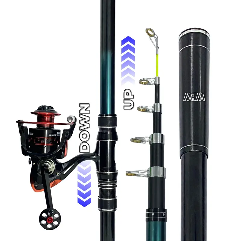 Paket Set Joran Pancing Laut Telescopic High Carbon Joran Antena Portable Teleskopik & Reel Pancing 1