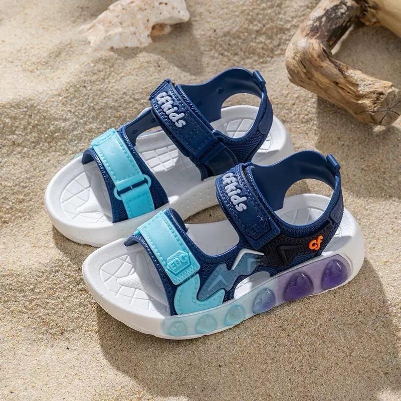  Giày Sandal quai dán chống nước cho bé trai chất cao su siêu mềm êm chân đi học ngôi sao 